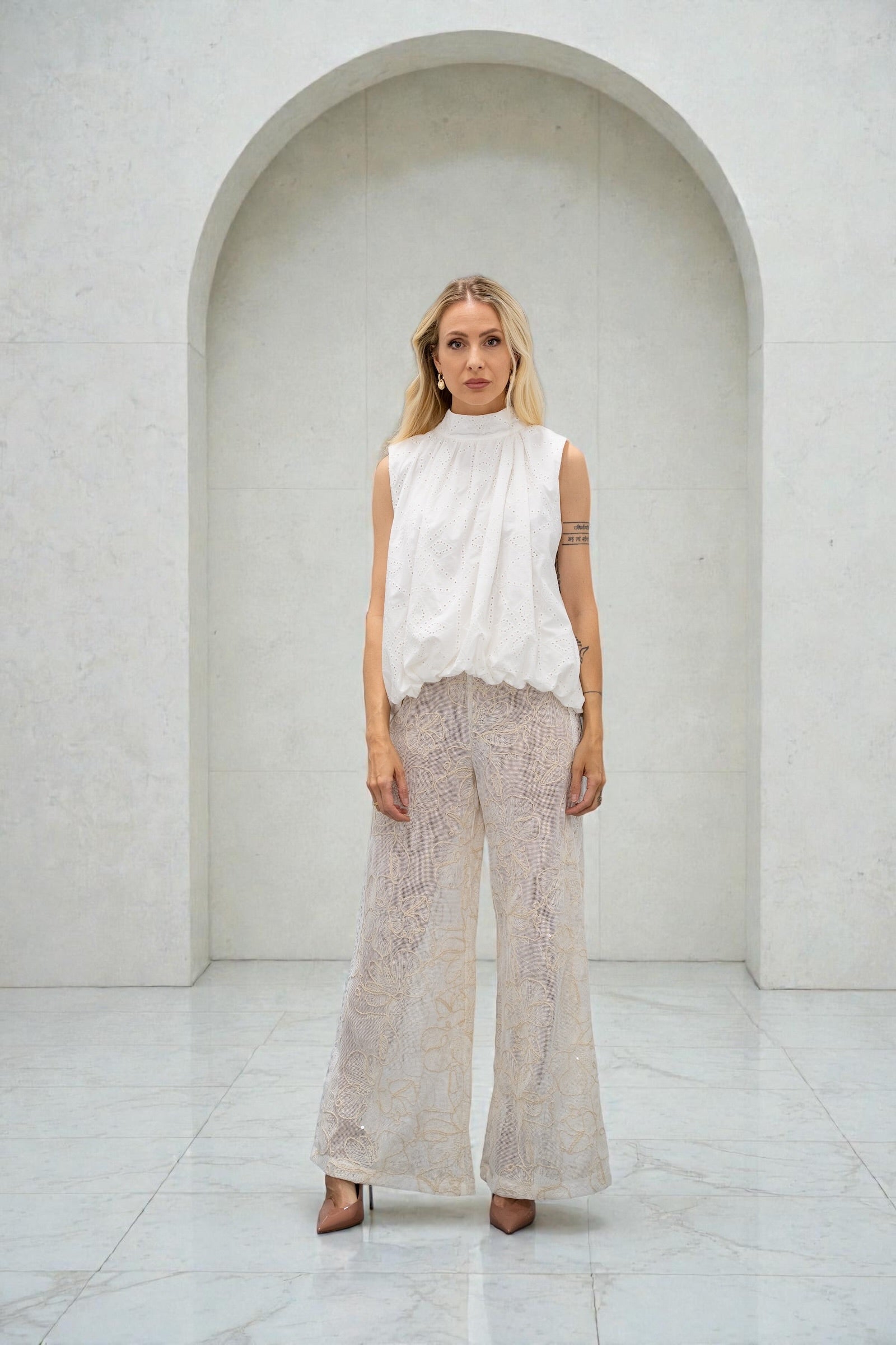 White Bloom Bluse