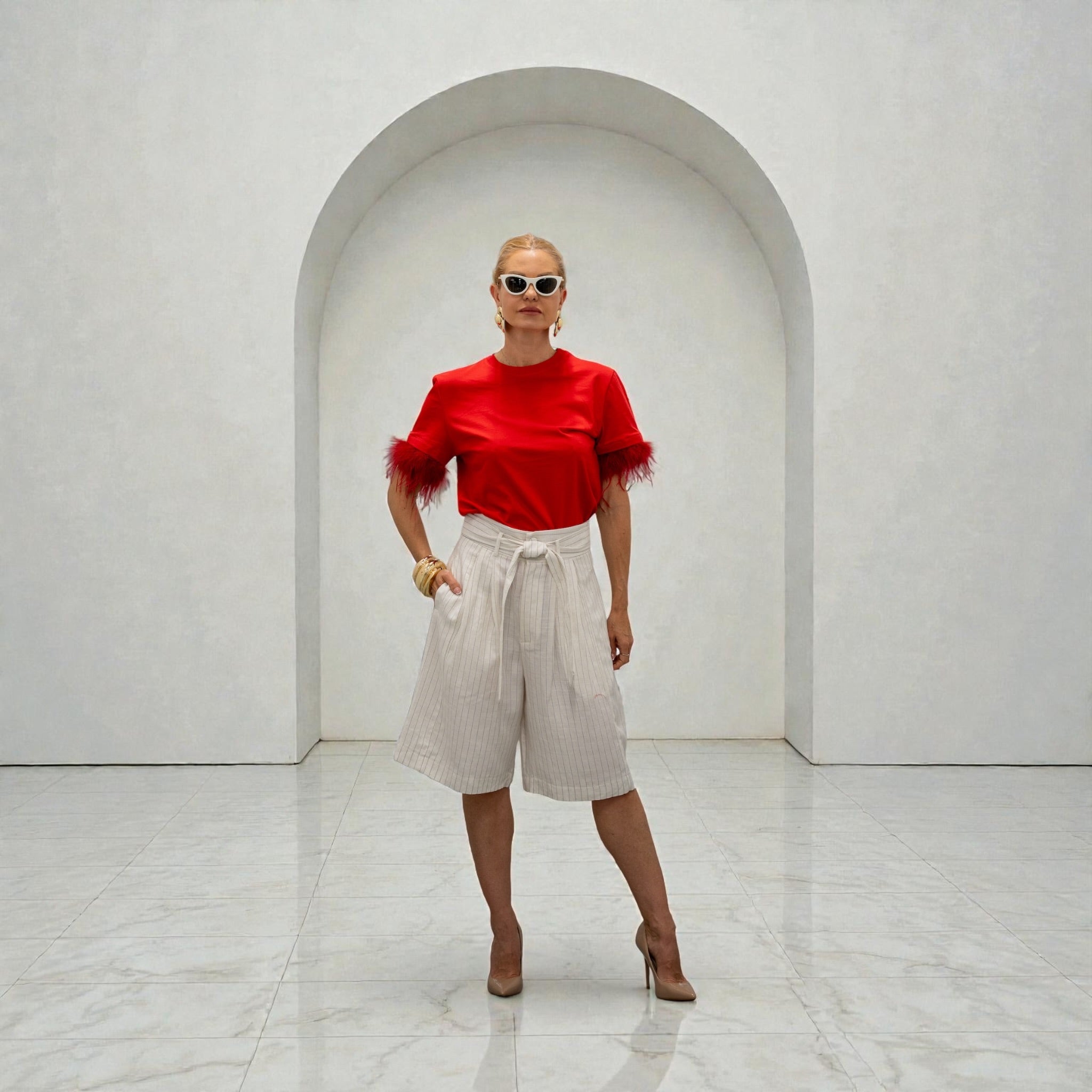 Paris Rouge Bermuda Short White