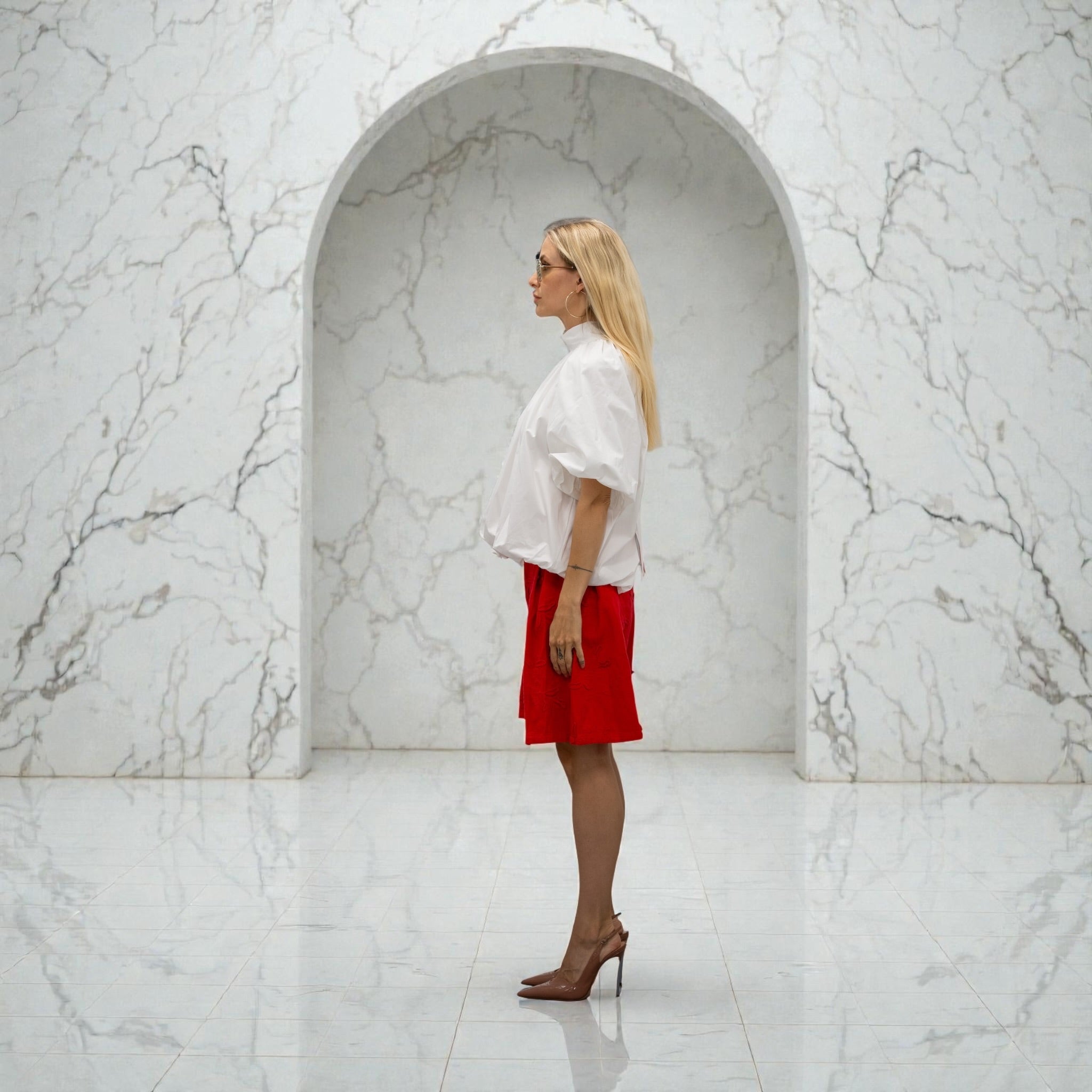 Red Statement Denim Short